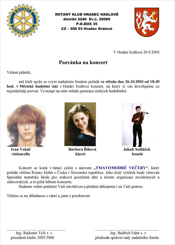 Plakát koncertu Tmavomodrý večer 2005 ke stažení v PDF